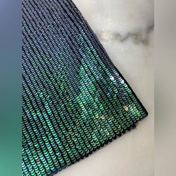 H&M Mermaid Skirt Women 4 Green Whimsigoth Glam Goth Sequin Pencil Rare Scales - Picture 7 of 9